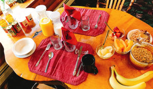 Table set for Breakfast at A Taste of Alaska - Fairbanks Alaska Lodge
