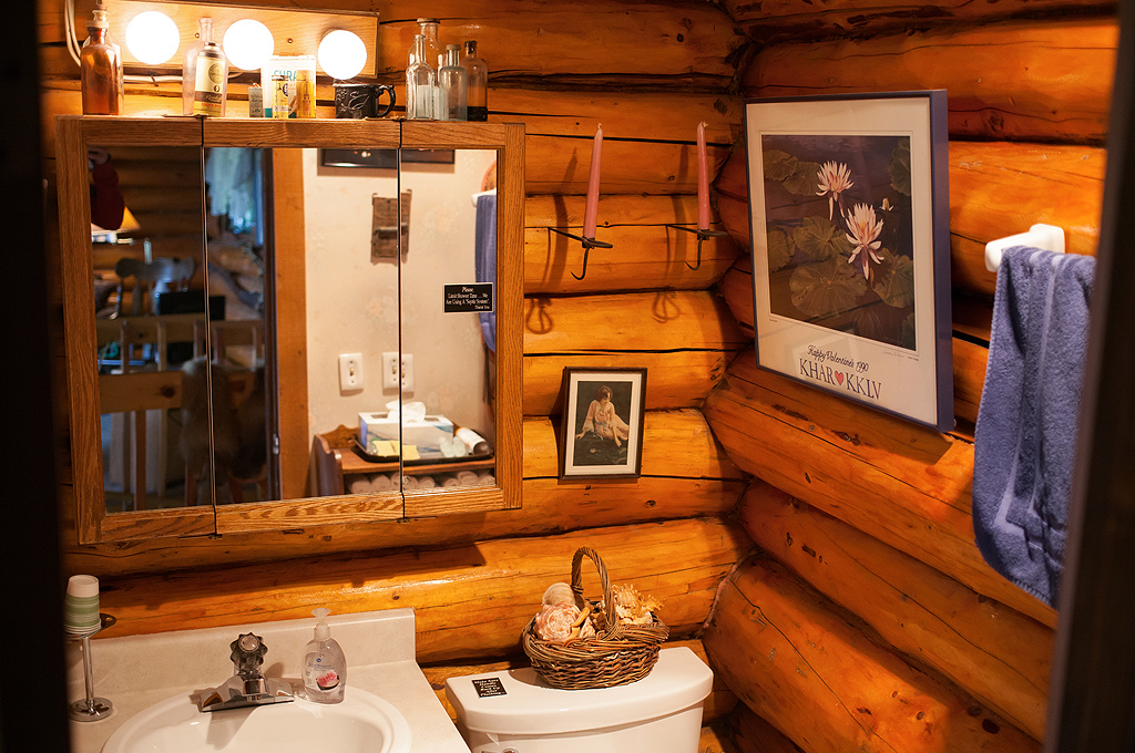 The Log House Bathroom at A Taste of Alaska - Fairbanks Lodging